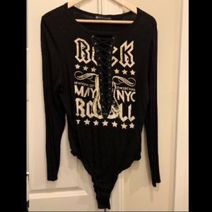 Long sleeve lace up bodysuit